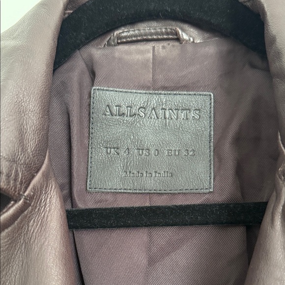 All Saints Dark Balfern Brown Leather Jacket - Picture 8 of 13
